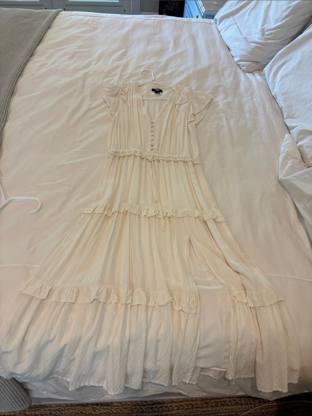 PAIGE Cream Ruffle Tiered Maxi Dress